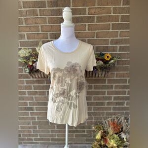 J. Crew Cream Floral Short Sleeve Tee